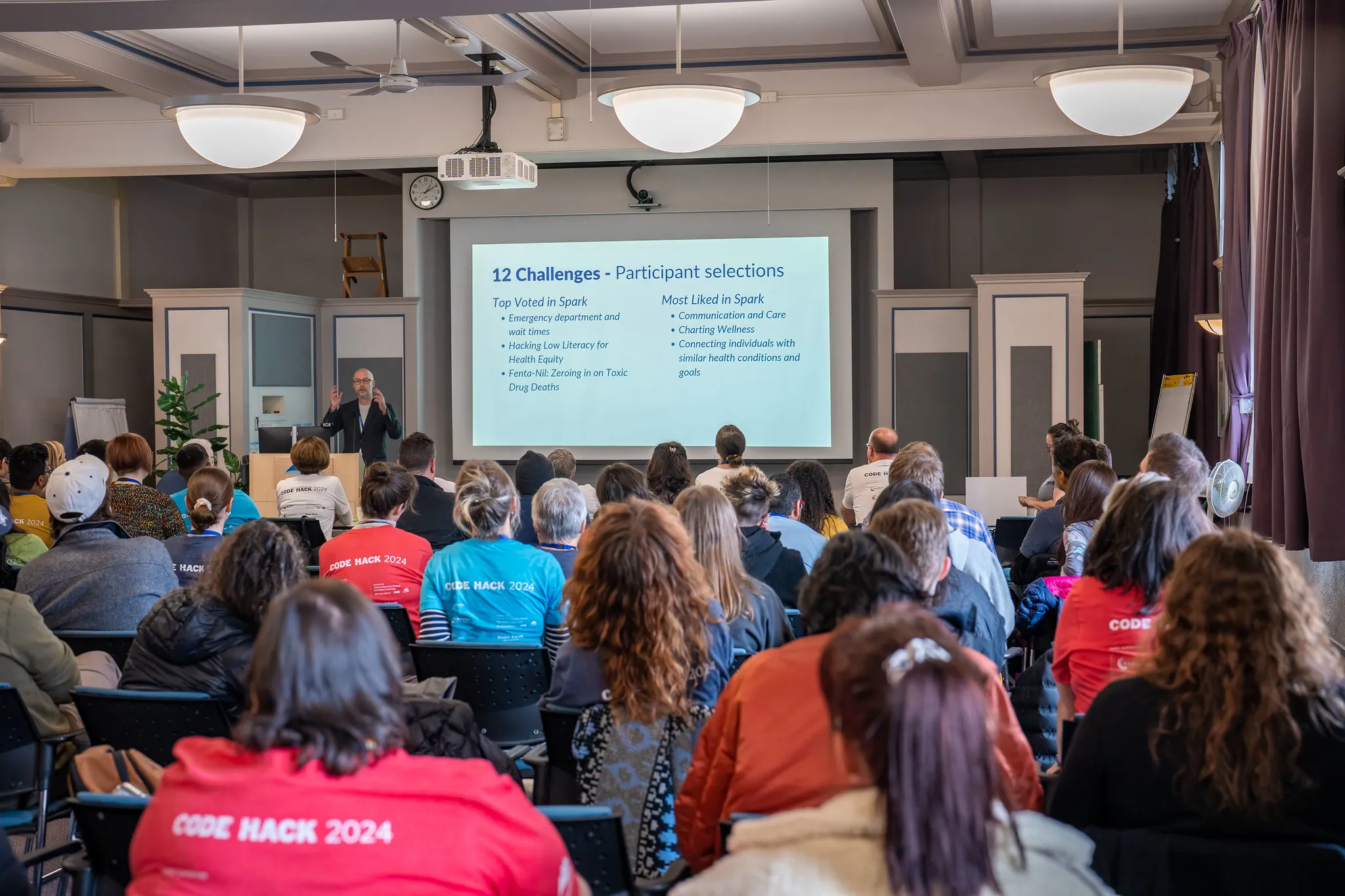 Matthew Miller facilitating team formation at Code Hack 2024