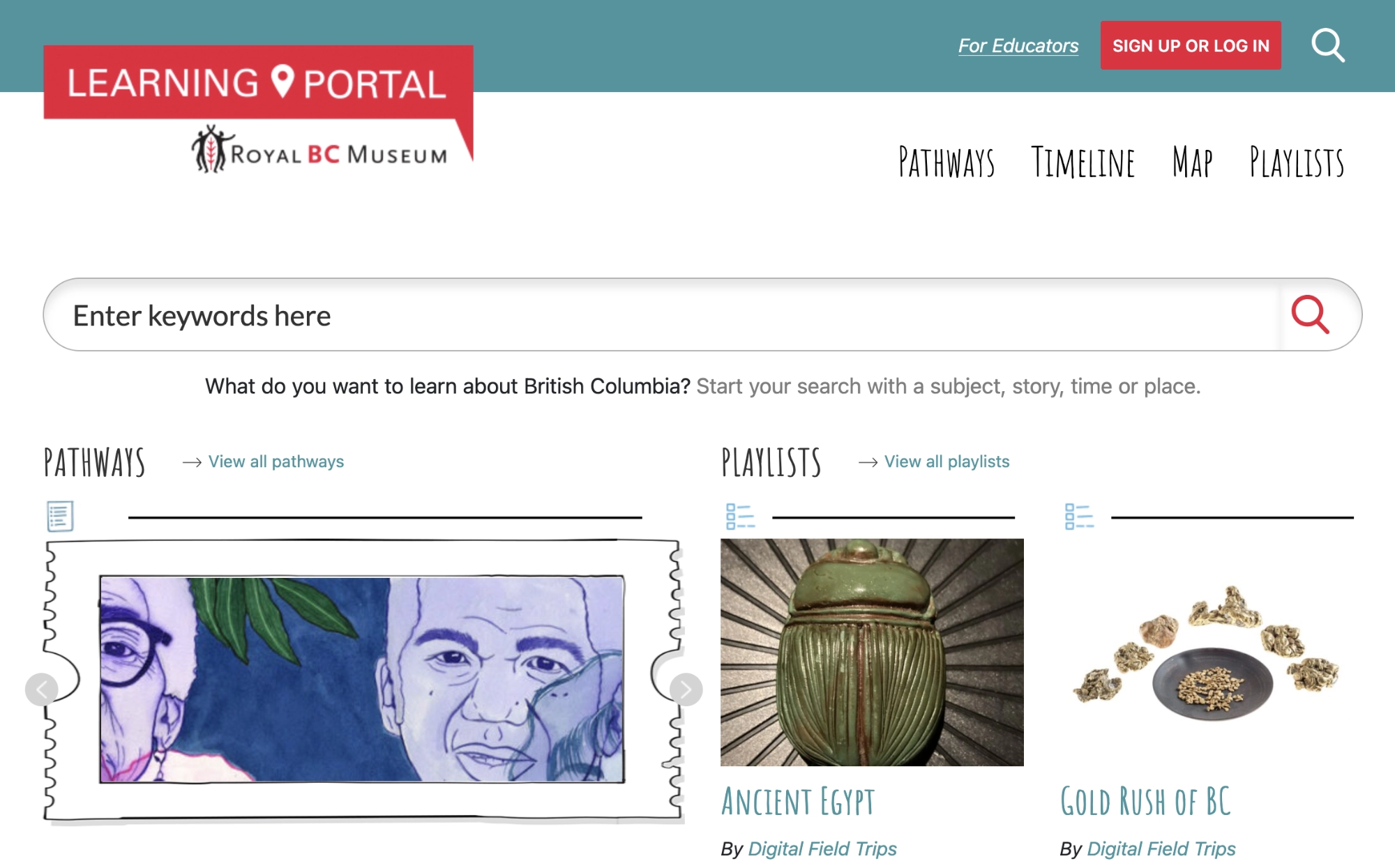 Screenshot of the live Learning Portal of BC website